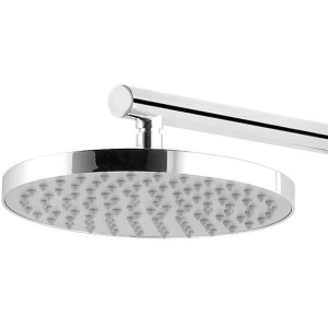 Runde Schulte Kopfbrause aus Chrom mit Antikalk-Noppen.