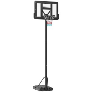 SPORTNOW Basketballständer schwarz, höhenverstellbar, mit transparentem Backboard und rot-blauem Netz. Für Spiel & Spaß.