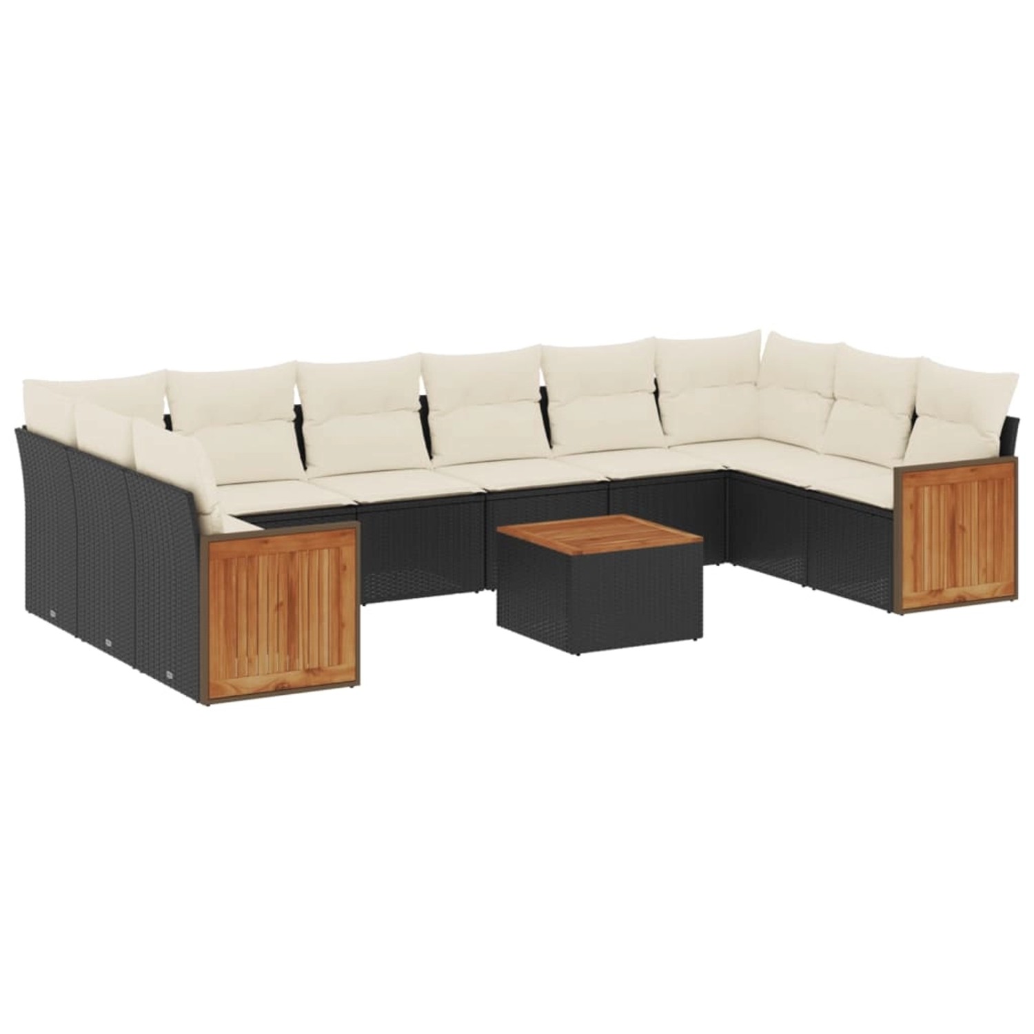 vidaXL 11-Tlg Garten-Sofagarnitur mit Kissen Schwarz Poly Rattan 3228009 günstig online kaufen