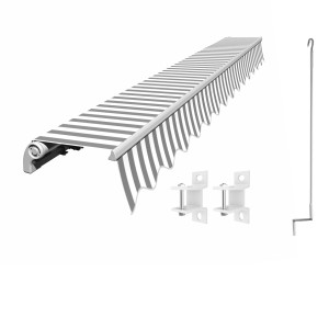 Eclipse Economy Gelenkarmmarkise Manuell 2,5x2m inkl. Wetterschutzhülle Tuchfarbe Grau-Weiß