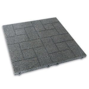 Graue Terrasoft Ziegelplatte, 50x50 cm, aus Gummigranulat für Terrasse & Gehweg.