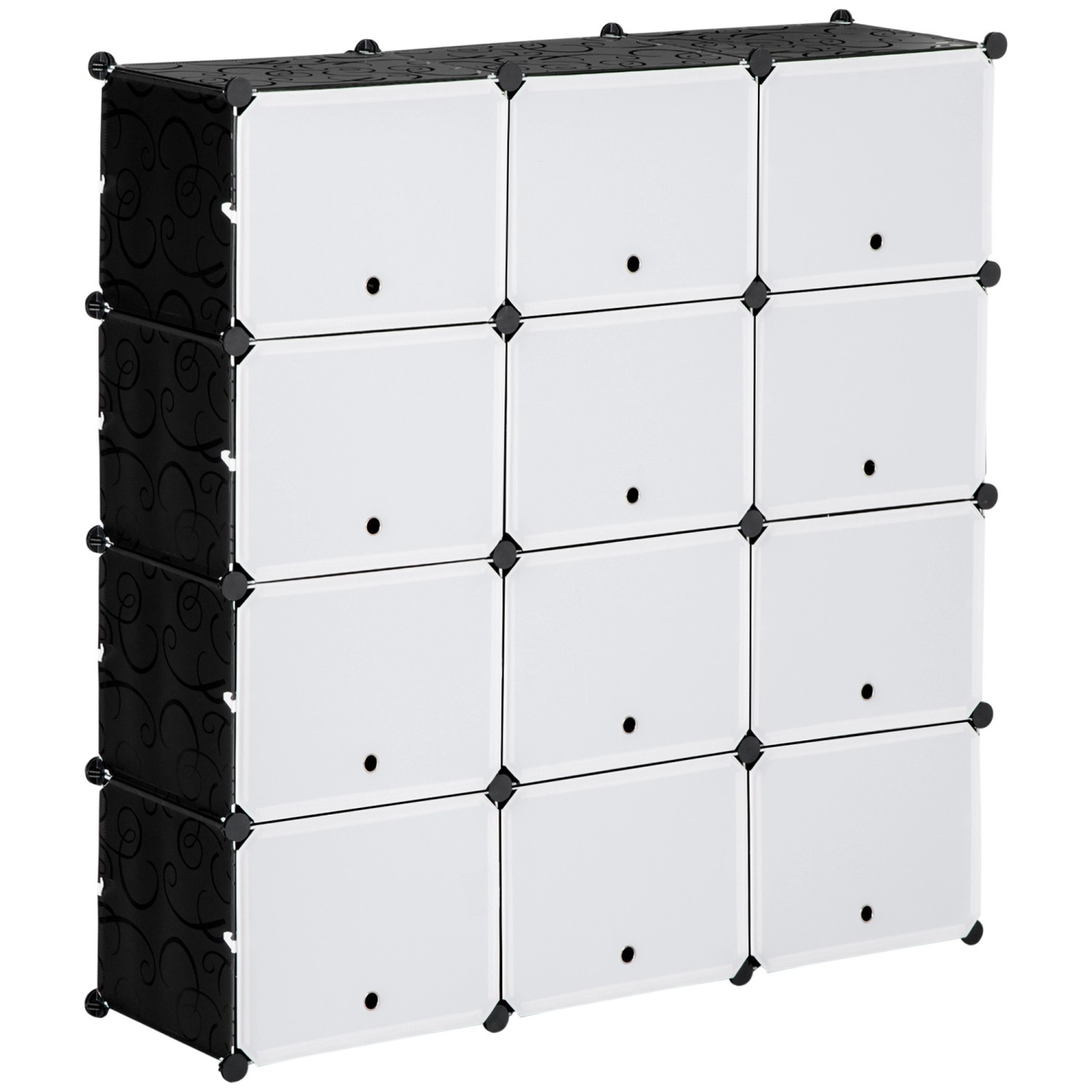 HOMCOM Regalsystem mit 12 Würfeln PP Stahl Schwarz 125L x 32B x 125H cm günstig online kaufen