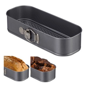 Relaxdays Springform Kastenform Carbonstahl Anthrazit Antihaftbeschichtet 7 cm x 31 cm x 12 cm 0,3 kg