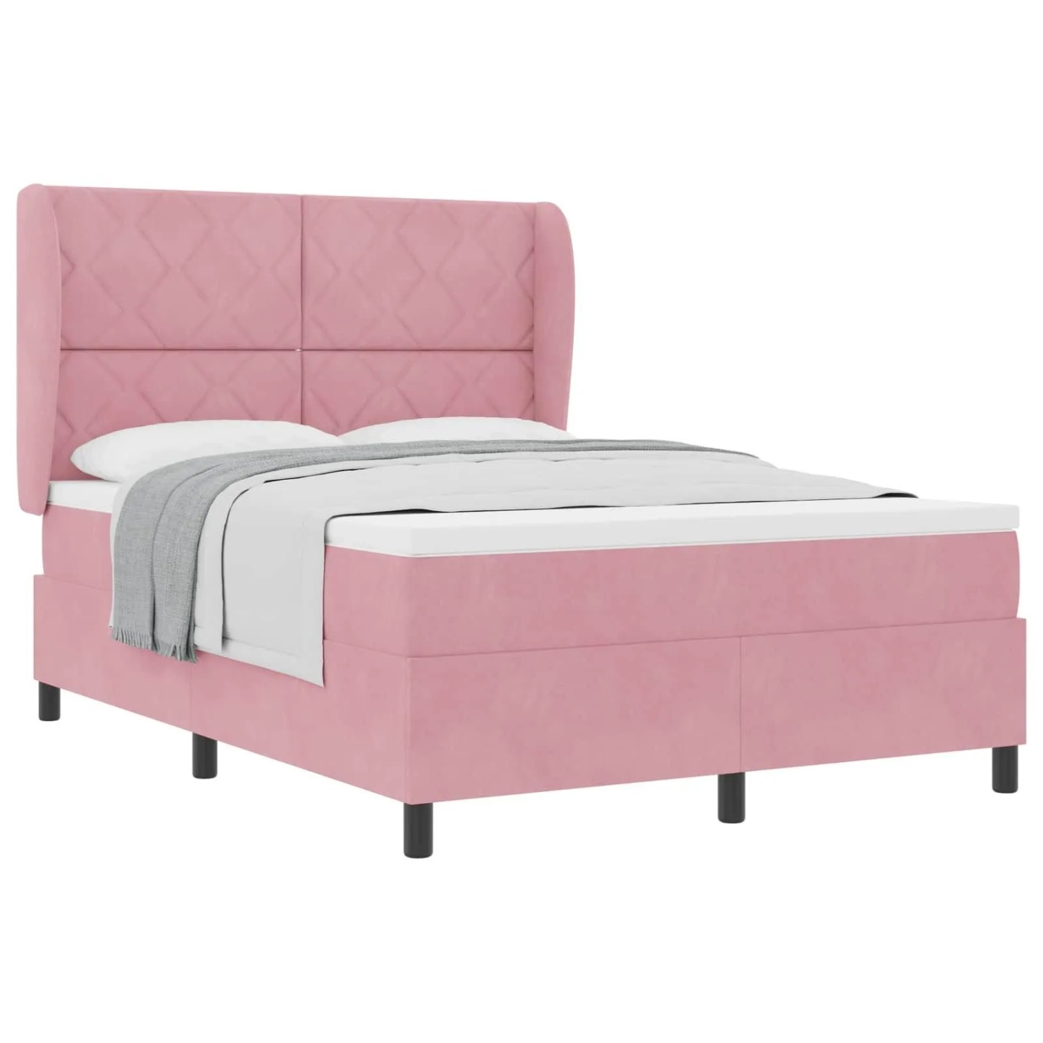 vidaXL Boxspringbett mit Matratze mit Kopfteil Rosa 200 x 160 cm Samt 3340993