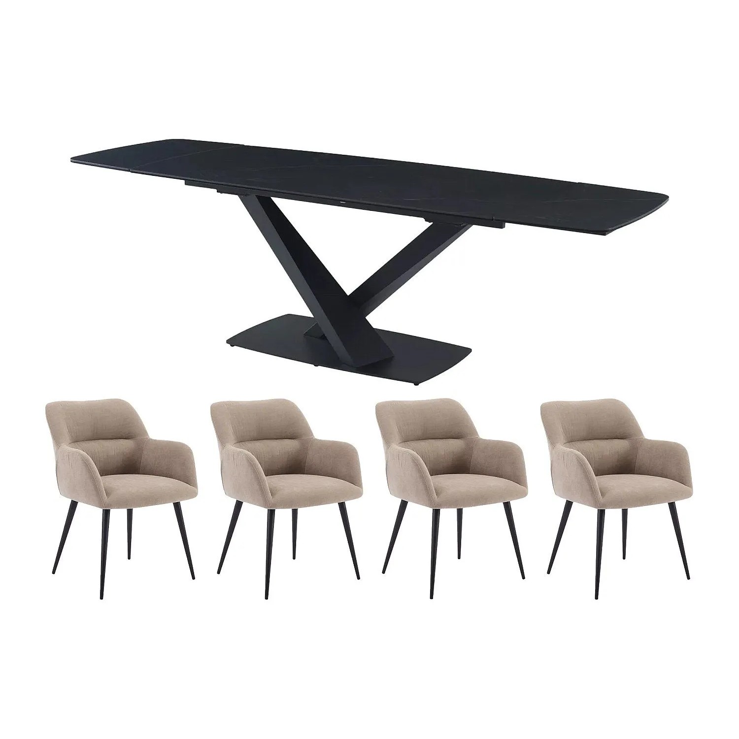 Vente-unique Essgruppe Malata Schwarz 260 cm  180 cm