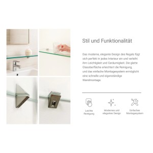 Tulup Glasregal Bad Badablage aus Glas 80x13 cm Glasablage für Bad Transparent Glasregal zur Wandmontage