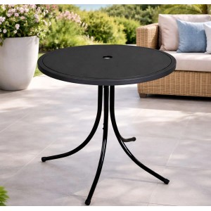 Mojawo Kindertisch, runder Campingtisch/Gartentisch, 50 cm, schwarz, Metallgestell.