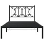 Schwarzes Metall Bettgestell (107x203 cm) mit Kopfteil im modernen Design für Schlafzimmer.