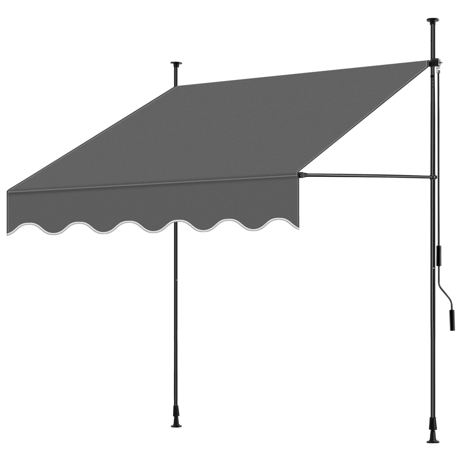 Tectake Klemmmarkise Mit Handkurbel  Ohne Bohren  Uv Beständig Höhenverstellbar 211   304 cm 150 x 180 cm 180 x 150 x 304 cm Schwarz Grau