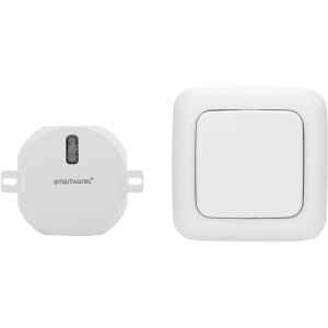 Smartwares Rolladen-/Gardinenschalter-Set, weiß, bestehend aus Wandschalter und Einbau-Schalter.