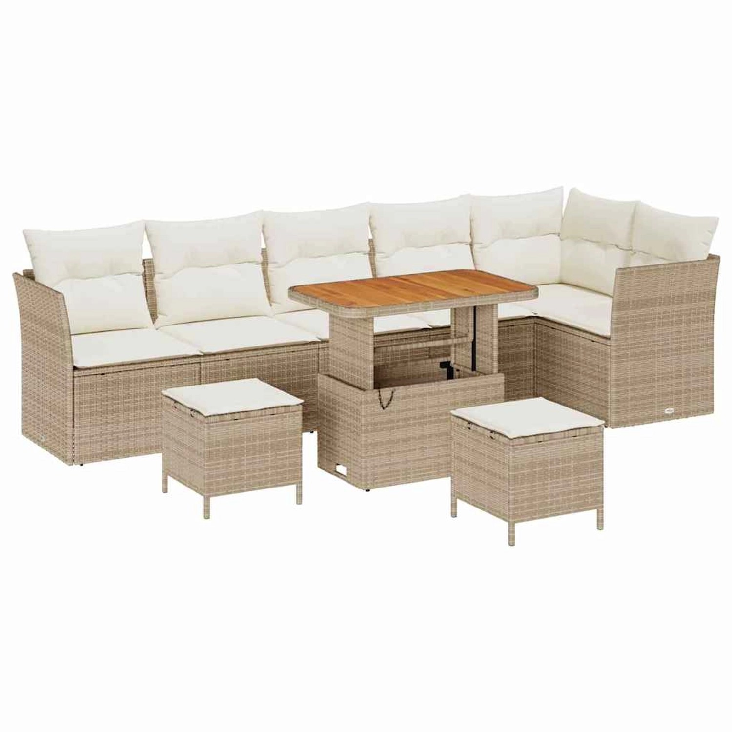 vidaXL Garten-Sofa-Set 9-Tlg Beige Poly Rattan 3361506 günstig online kaufen