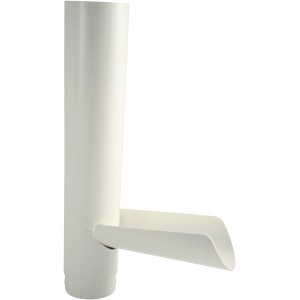 Weiße Marley Wasserablaufklappe DN 75 für Kunststoff-Dachrinnen.