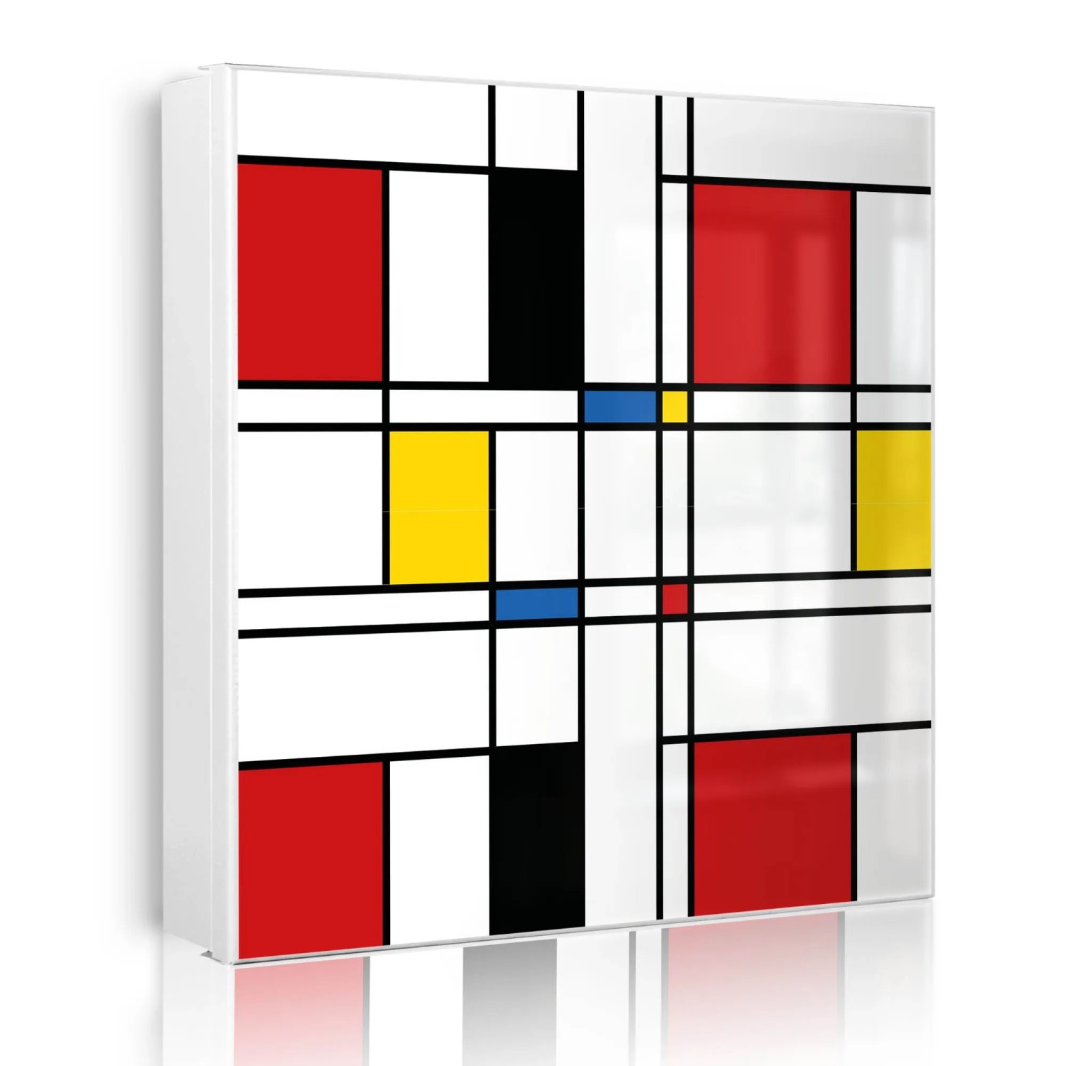 Banjado Großer Schlüsselkasten Metall 30x30cm Weiß Scharnier Links 50 Haken Beschreibbar Magnetisch Motiv Rot Gelb Blau