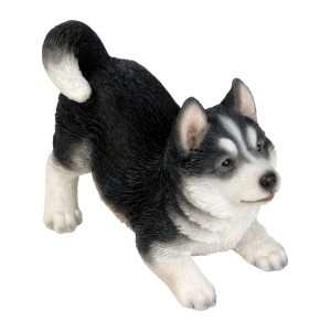Deko-Figur Hund Husky, 20 cm, aus Polyresin für die Gartendekoration.
