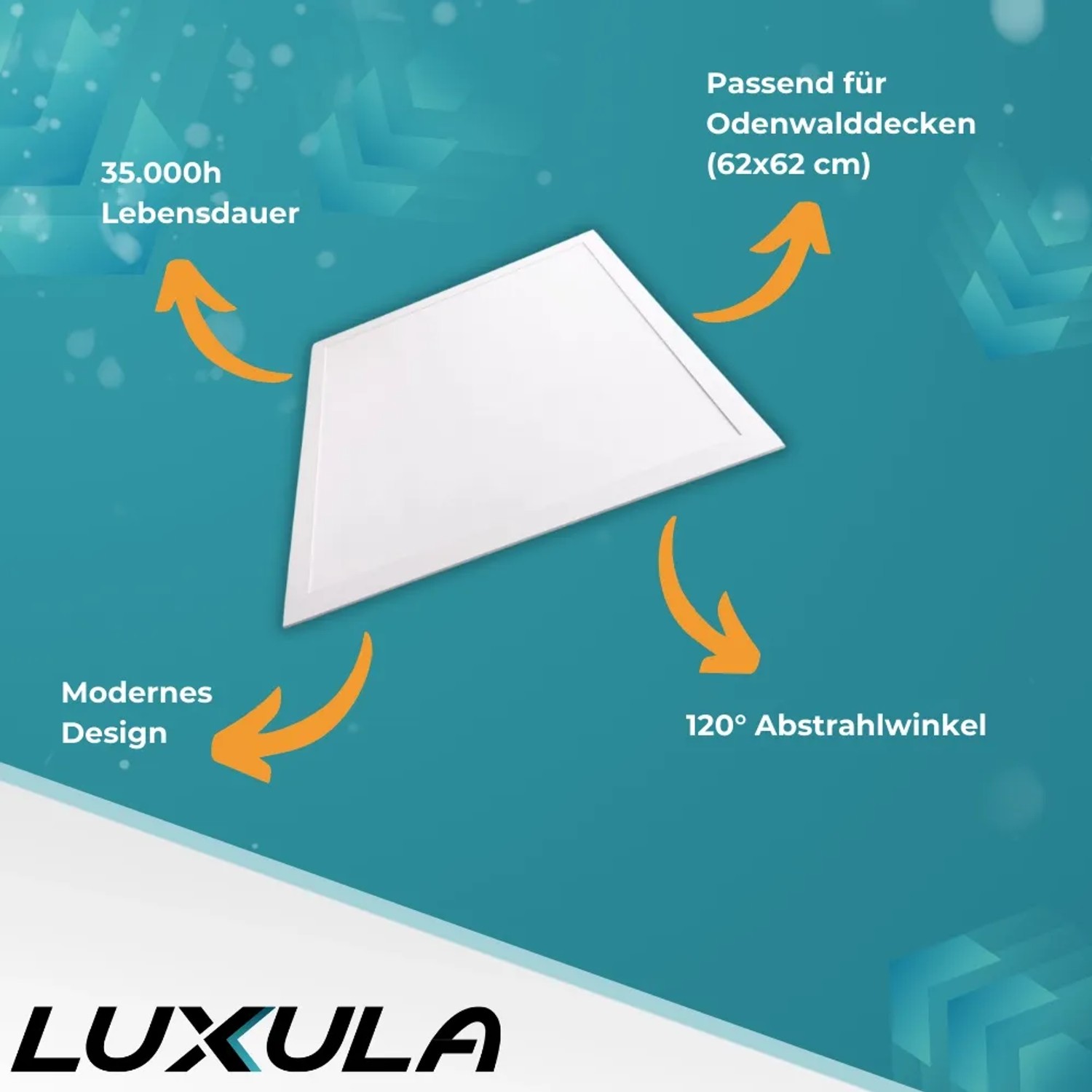 LUXULA LED Panel Rasterleuchte, 62x62cm, neutralweiß. Deckenleuchte für Büro und Wohnraum.