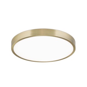 Flache, runde LED Deckenleuchte in Antik-Optik, 24 cm Durchmesser. Warmweißes Licht für Wohnräume.