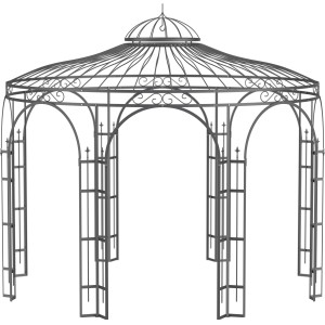 Eleo Pavillon Florenz aus Metall, pulverbeschichtet in DB703 Anthrazit. Gartenpavillon im Schmiedeeisen-Design.