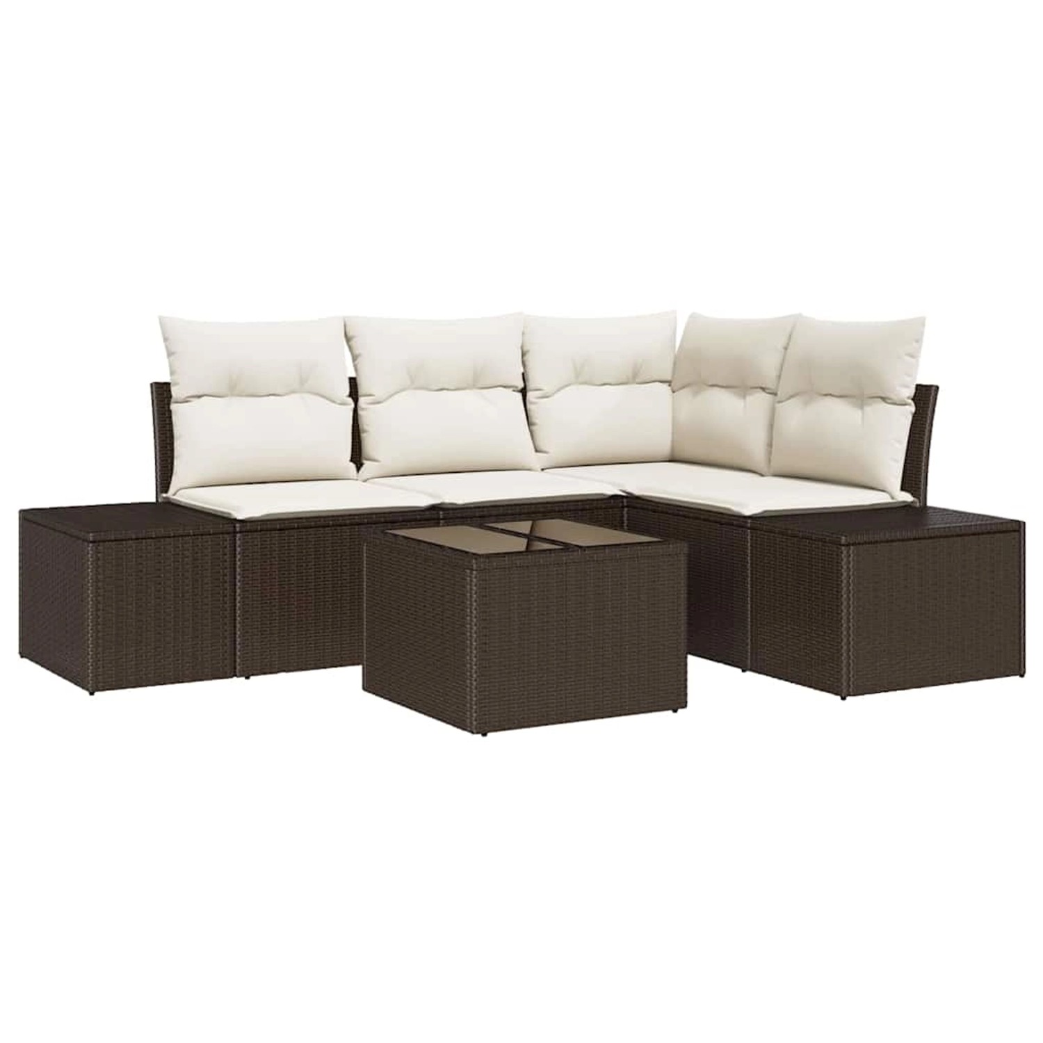vidaXL Garten-Sofa-Set 5-Tlg Braun Poly Rattan 3347048 günstig online kaufen