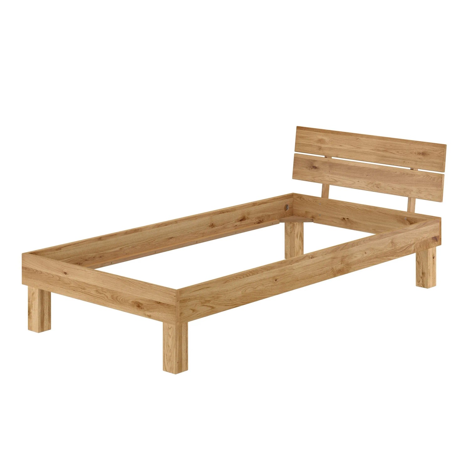 Erst-Holz Massivholzbett Einzelbett Singlebett Holzbett Eiche Geölt Modell 88 ohne Zubehör