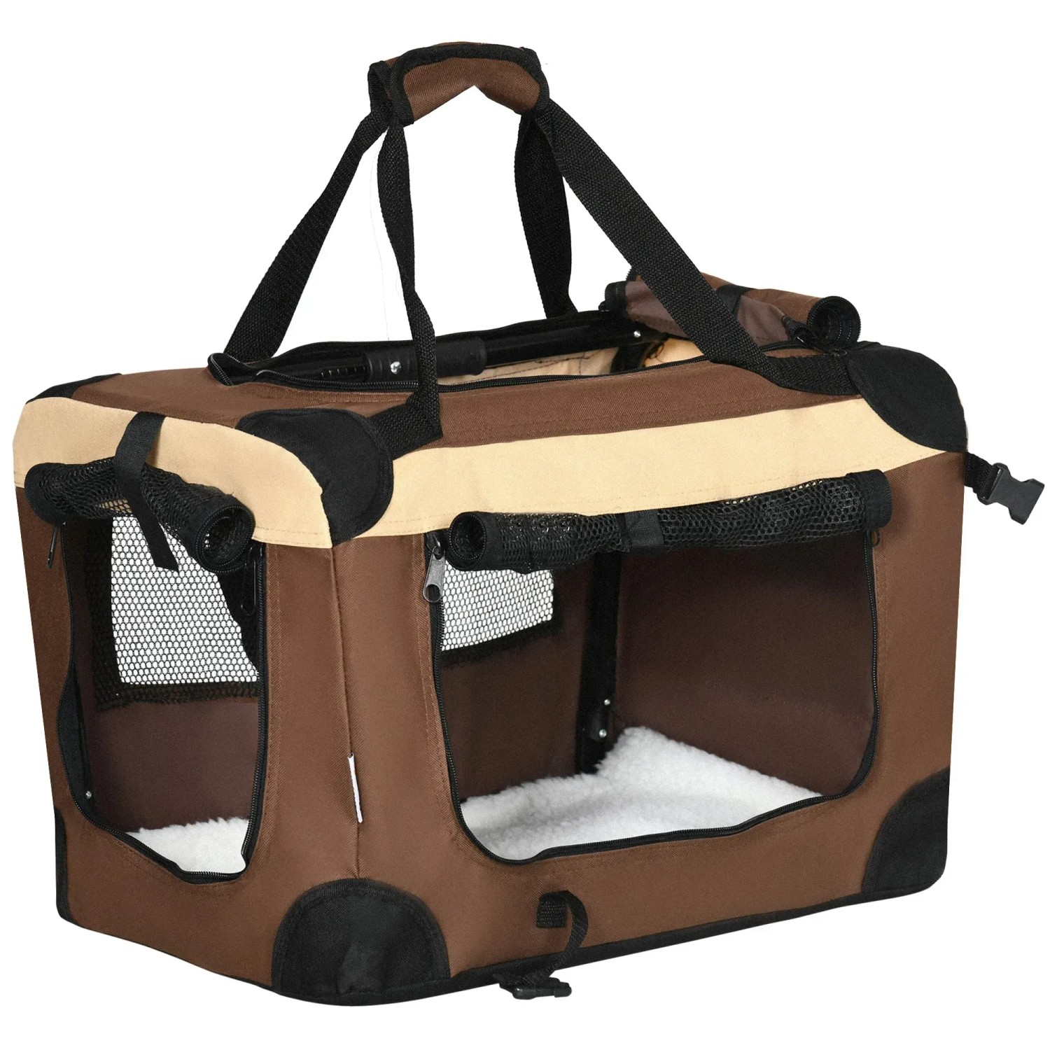 PawHut Hundebox Faltbar mit Kissen 50,5 x 33,5 x 35 cm Reisetasche Braun günstig online kaufen