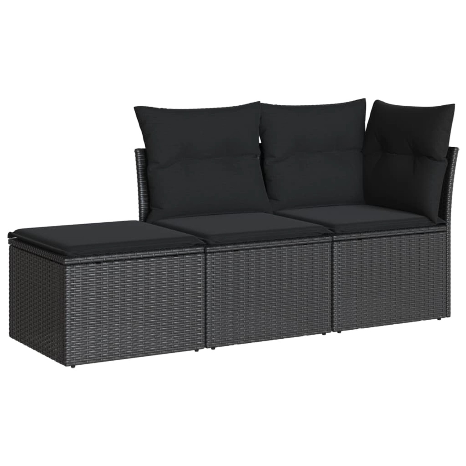 vidaXL 3-tlg Garten-Sofagarnitur mit Kissen Schwarz Poly Rattan Modell 5 günstig online kaufen