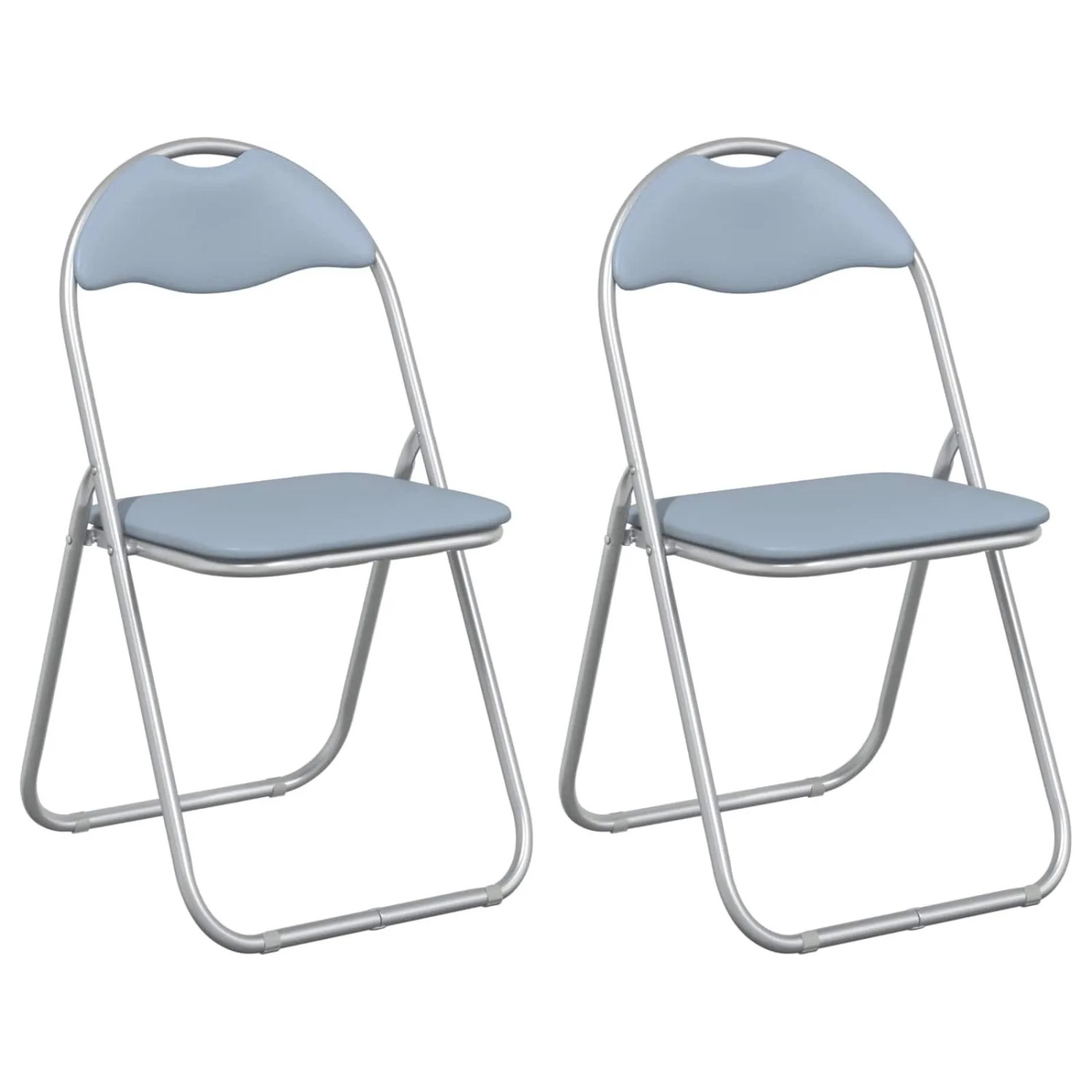 vidaXL Klappstuhl 2 Stk Grau 48 x 43,5 x 81 cm Kunstleder 42029046