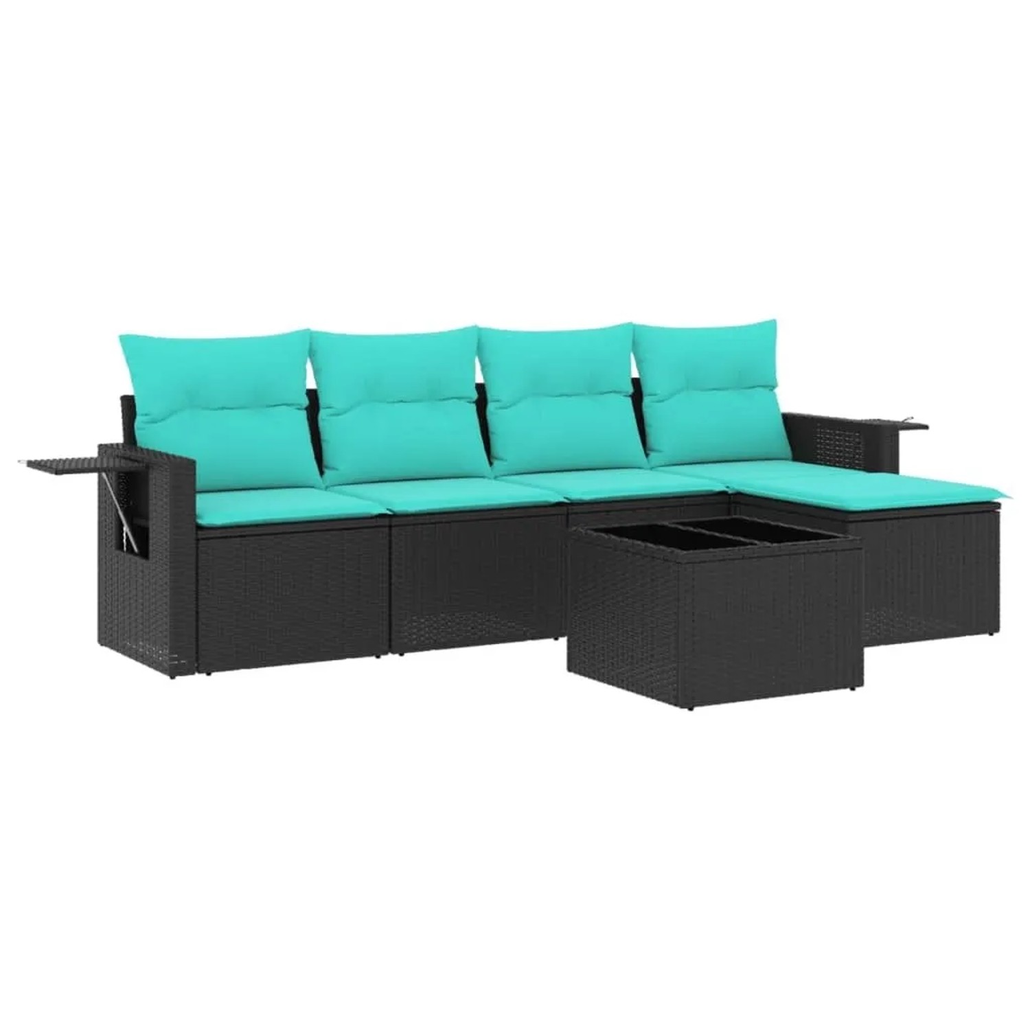 vidaXL 6-Tlg Gartensofa-Set mit Kissen Schwarz Polyrattan 3220096 günstig online kaufen