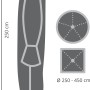 Abbildung einer grauen Schutzhülle für Gartenschirme, passend für Ø 250-450cm Schirme.