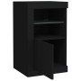 Schwarzer vidaXL Beistellschrank mit LED, Holzwerkstoff, Tür und Glasablage für Büro.