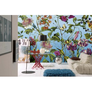 Komar Vlies Fototapete Jardin mit floralem Muster, 368x248cm, für ein lebendiges Ambiente.