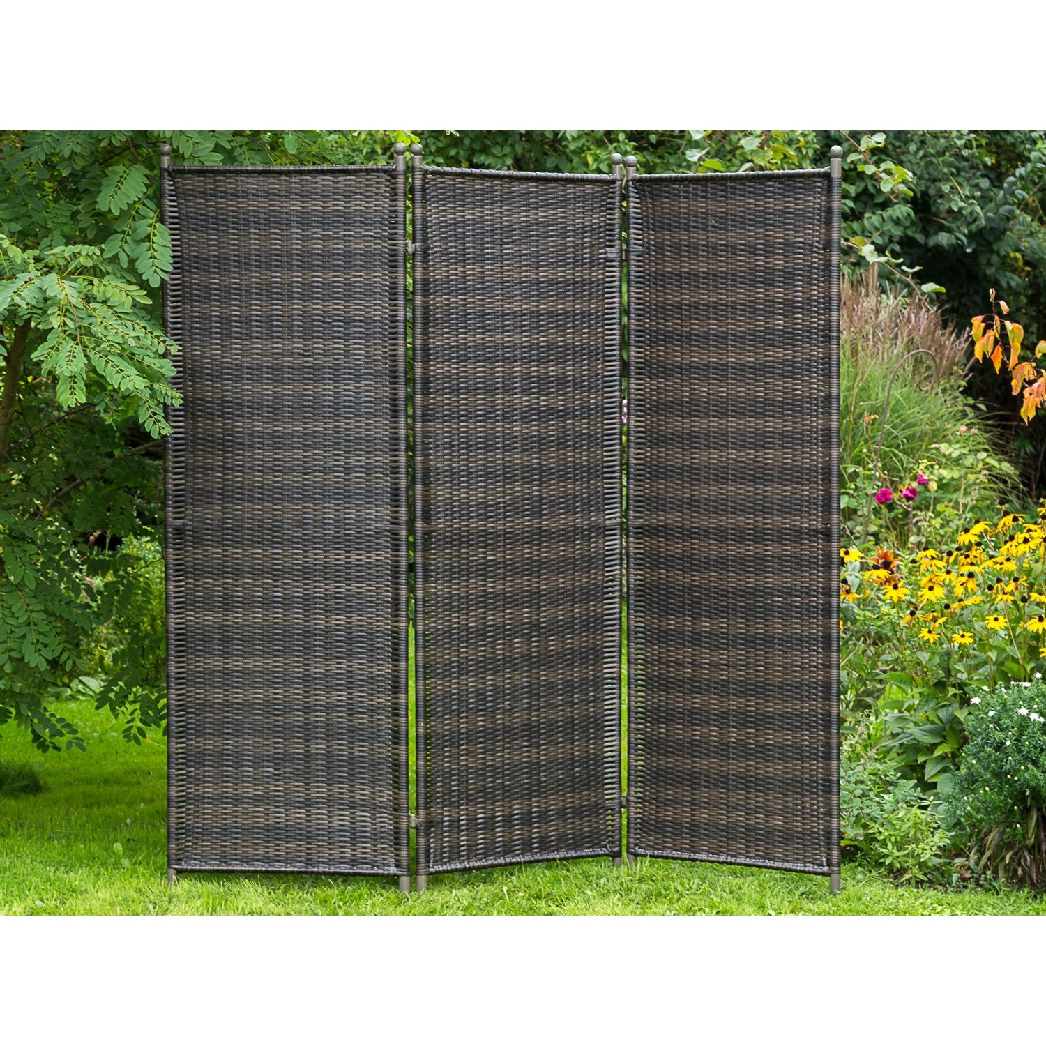 Gartenparavent Polyrattan 183 cm x 183 cm Braun