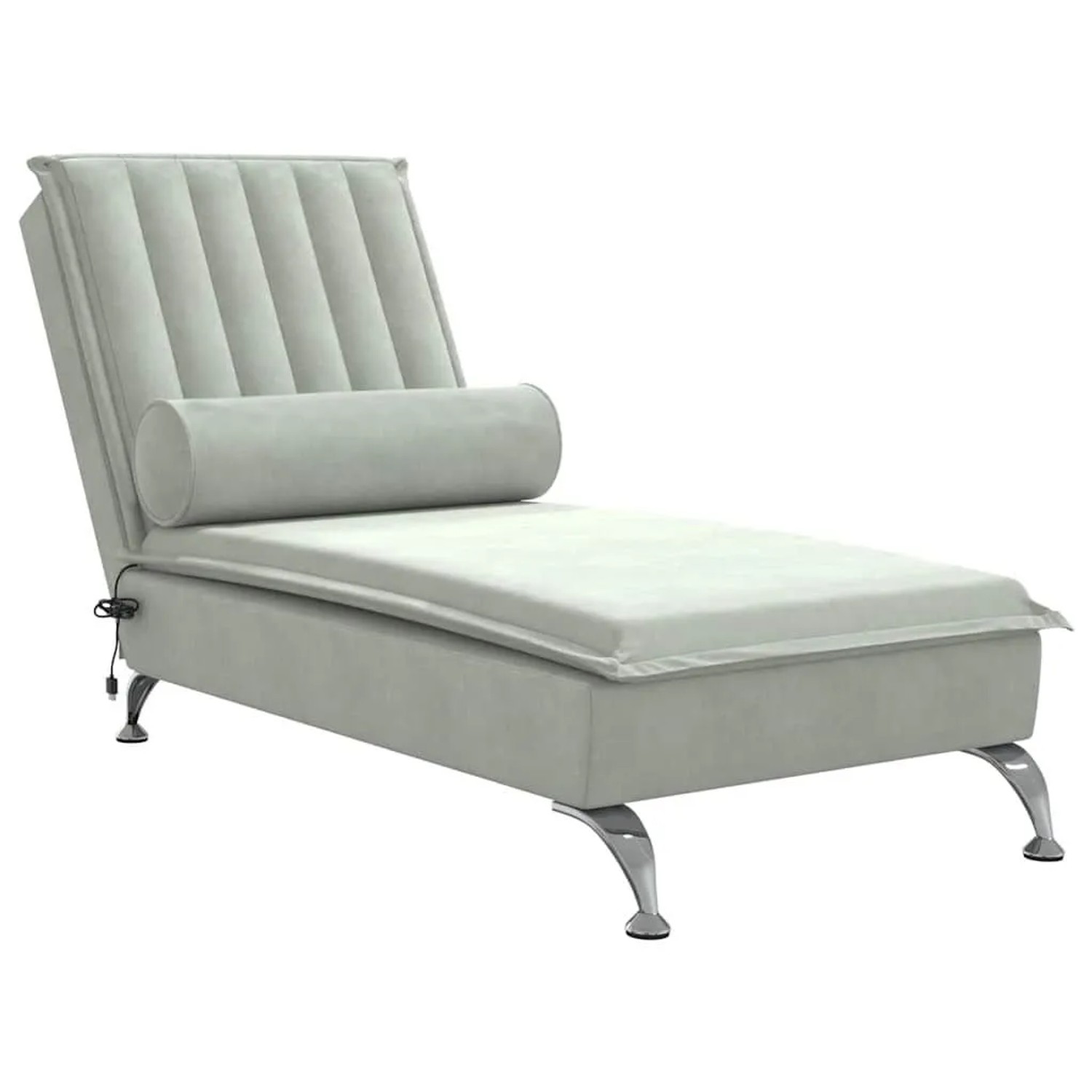 vidaXL Massage-Chaiselongue mit Nackenrolle Hellgrau Samt 379459