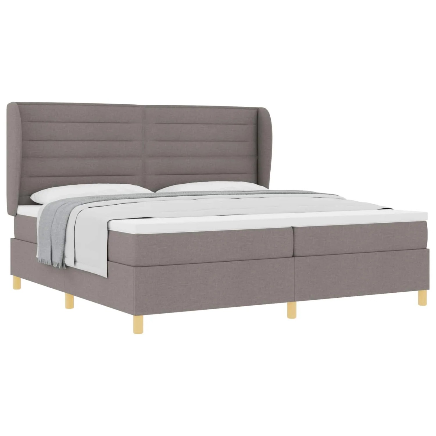 vidaXL Boxspringbett mit Matratze 90x190 cm Taupe Stoff 3340715