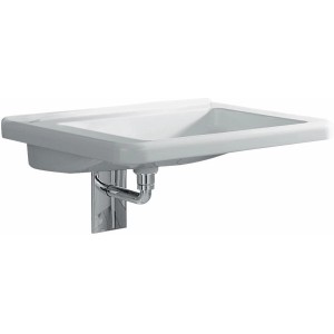 Weißes, barrierefreies Geberit Renova Comfort Waschbecken, 65 cm breit.