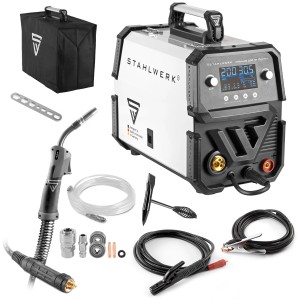 STAHLWERK MIG MAG 200 ST Digital Schweißgerät mit Zubehör und Tasche.