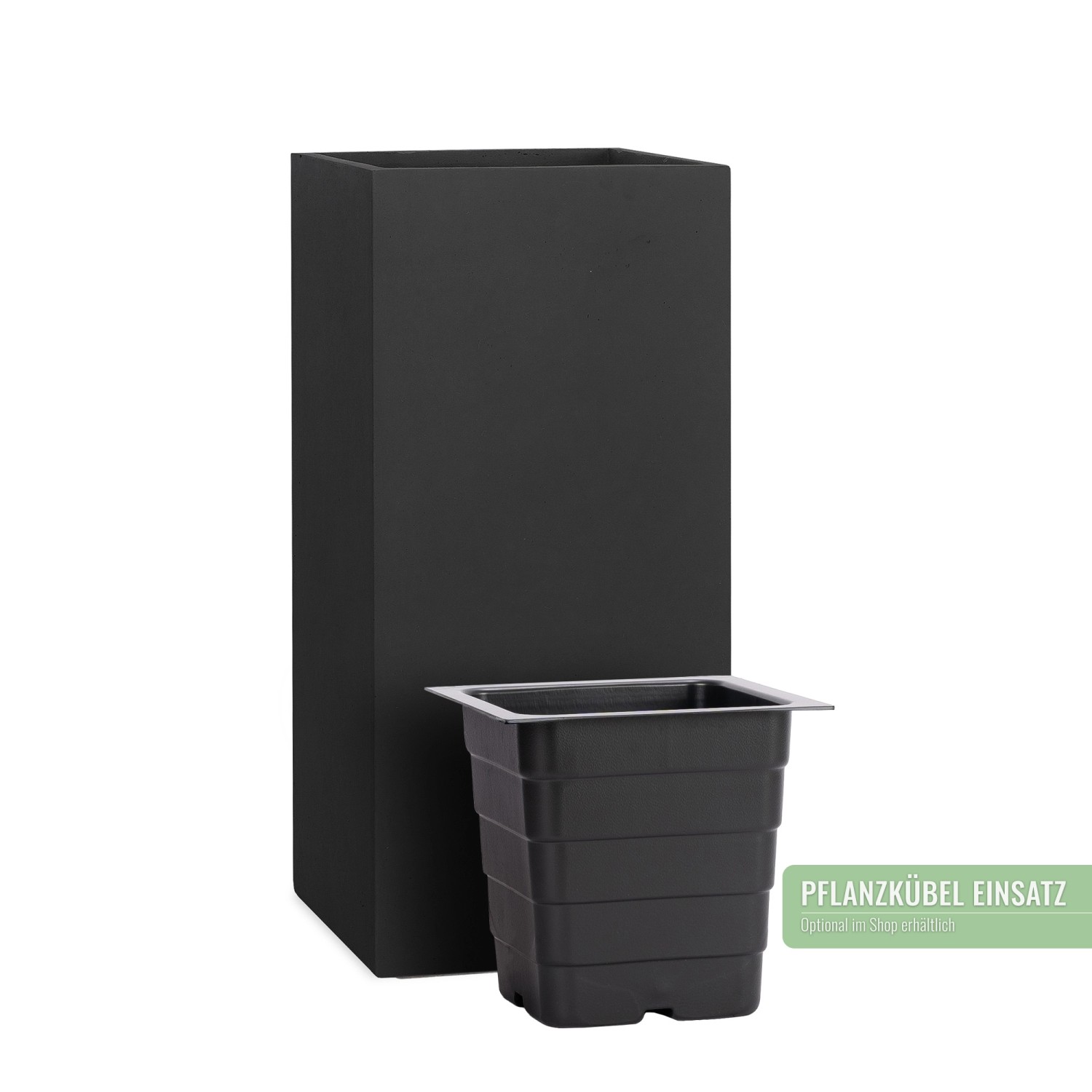 Pflanzwerk® Tower Pflanzkübel, 70 cm, anthrazit, mit Pflanzeinsatz. Moderne Pflanzsäule für Innen und Außen.