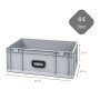 Graue PROREGAL Eurobox Nextgen, 44 Liter, mit Griffmulden. Ideal als Stapel- und Transportbox.