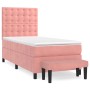 Rosa vidaXL Boxspringbett mit Matratze und Bank, Samtbezug.