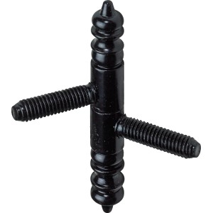 Schwarzes Hettich Einbohrband für Möbel, Detailansicht.