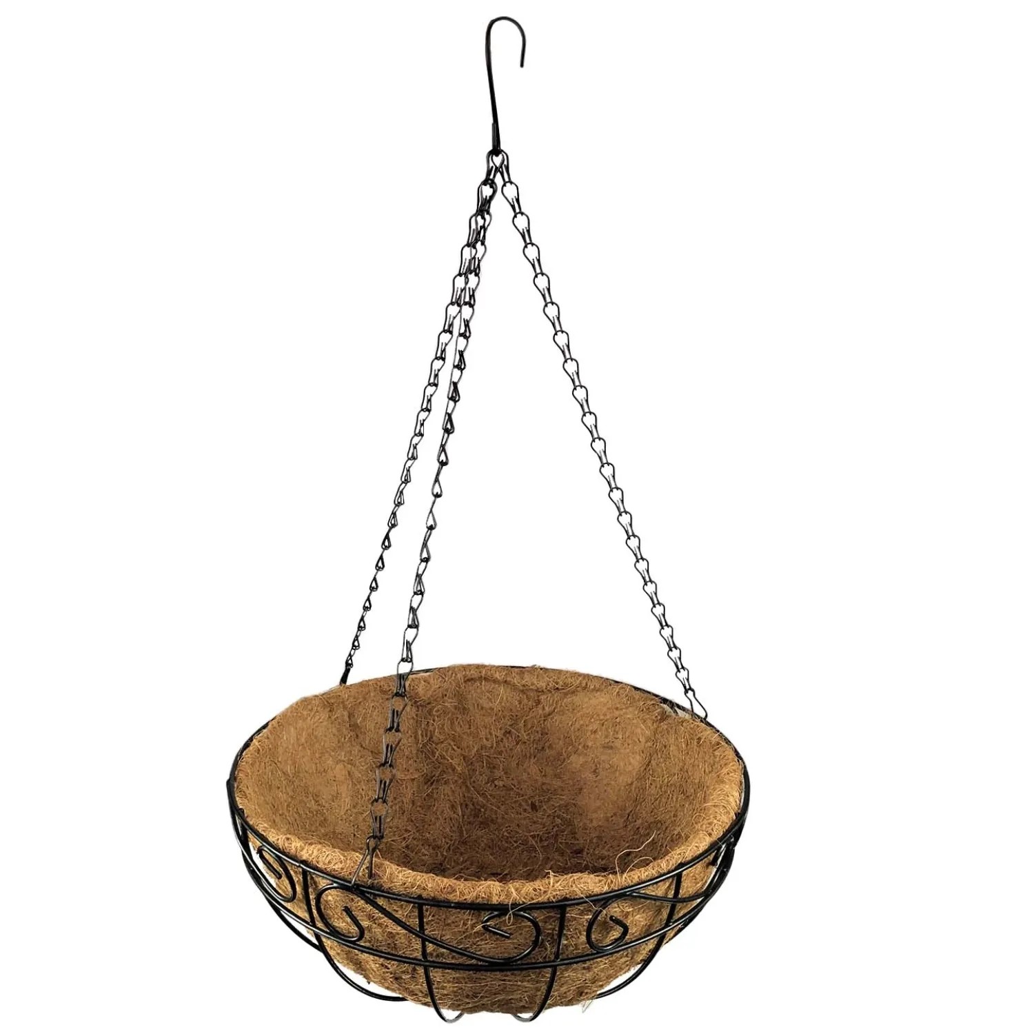 Dekorative Hängeampel (Ø 25cm) von Intergarden mit Kokoseinsatz und Metallketten.