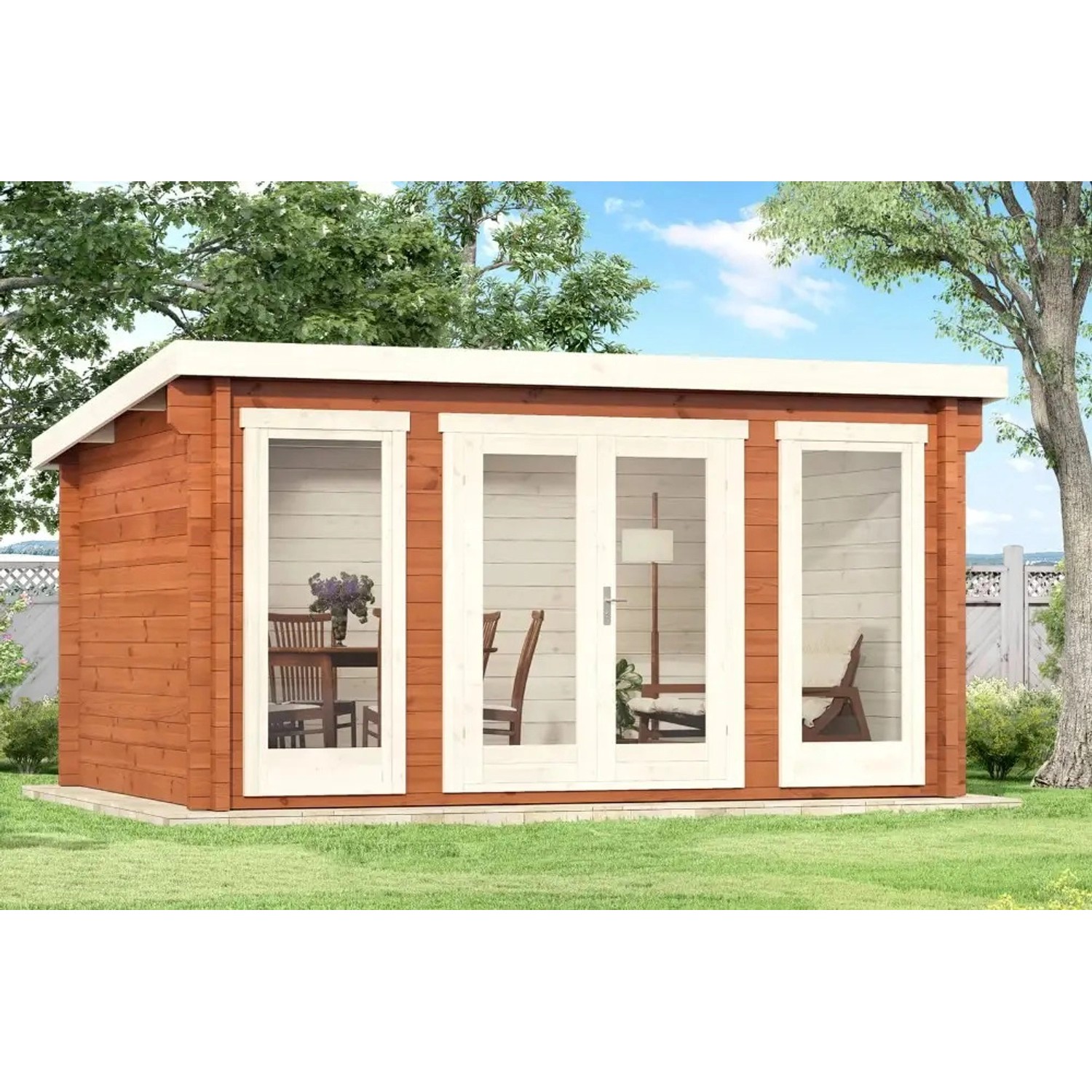 Carlsson Gartenhaus AtriumF Pultdach Imprägniert 400 cm x 294 cm
