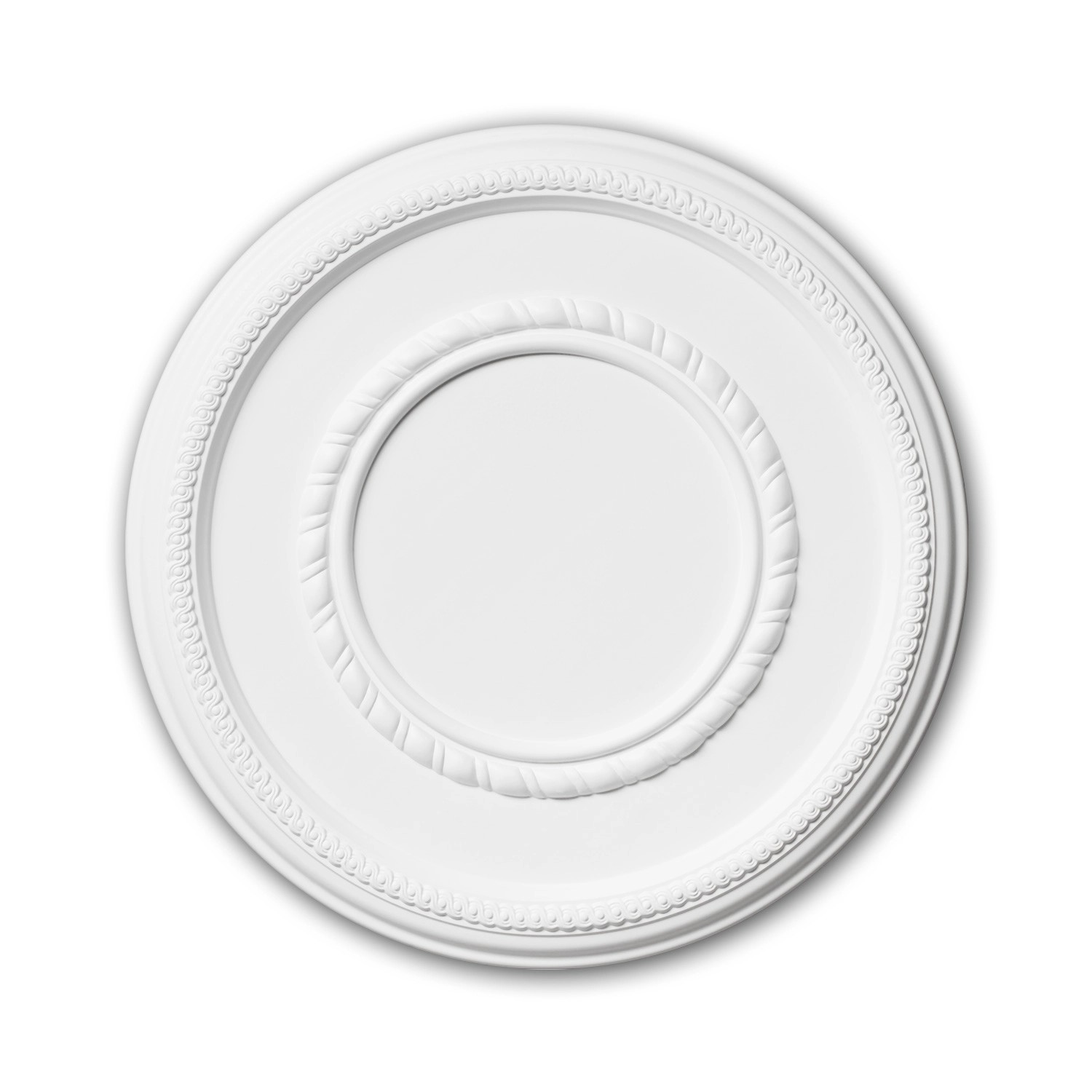 PROFHOME 156004 RoSette aus Polyurethan DeckenroSette Zierelement 43,5 cm 43,5 cm x 3,2 cm Weiß