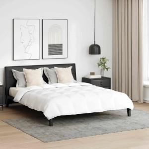 Weißes vidaXL Bettdecken Set mit Daunenfeder-Füllung und Kissen. Gesteppte Bettdecke im modernen Schlafzimmer.