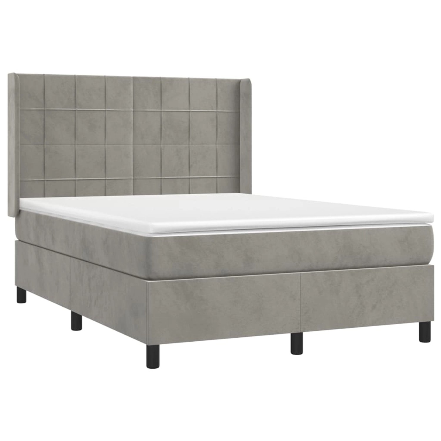 vidaXL Boxspringbett mit Matratze & LED Hellgrau 140x190 cm Samt 3139559 günstig online kaufen