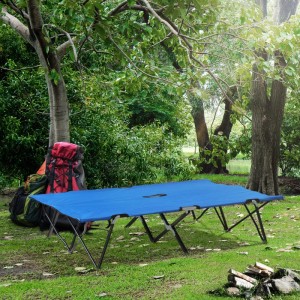 Outsunny Campingbett für 2 Personen, blau-schwarz, mit Oxfordstoff und Metallrahmen. Ideal für Campingausflüge.