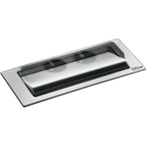 Evoline Backflip versenkbare 2-fach Steckdose mit USB-C. Schwarz matt Kunststoff/Edelstahl.