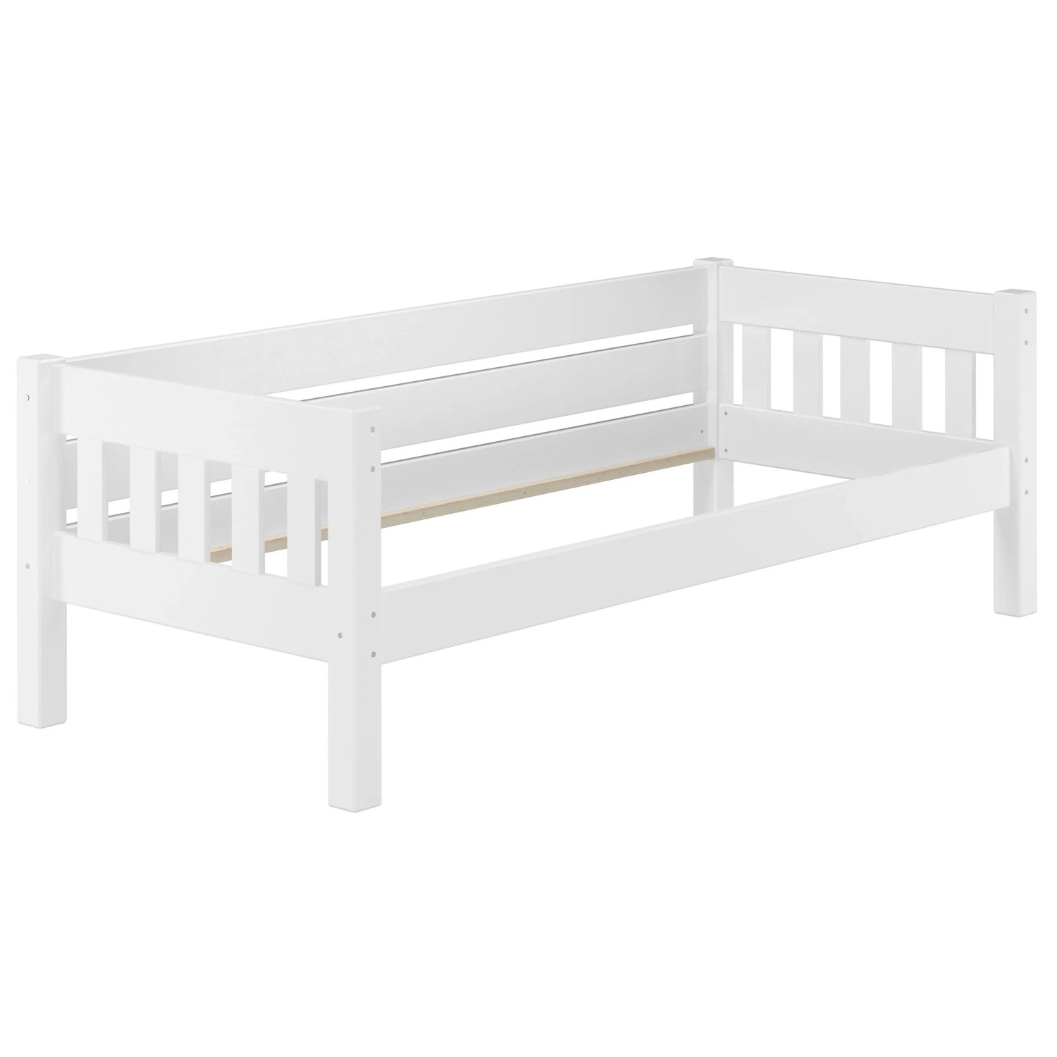 Erst-Holz Einzelbett Kiefer Weiß 90 x 200 cm Massivholz Modell 53 ohne Zubehör