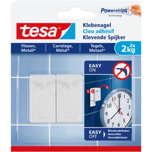 Tesa Klebenagel für Fliesen/Metall (2 kg), 2er-Pack, zur Montage ohne Bohren.