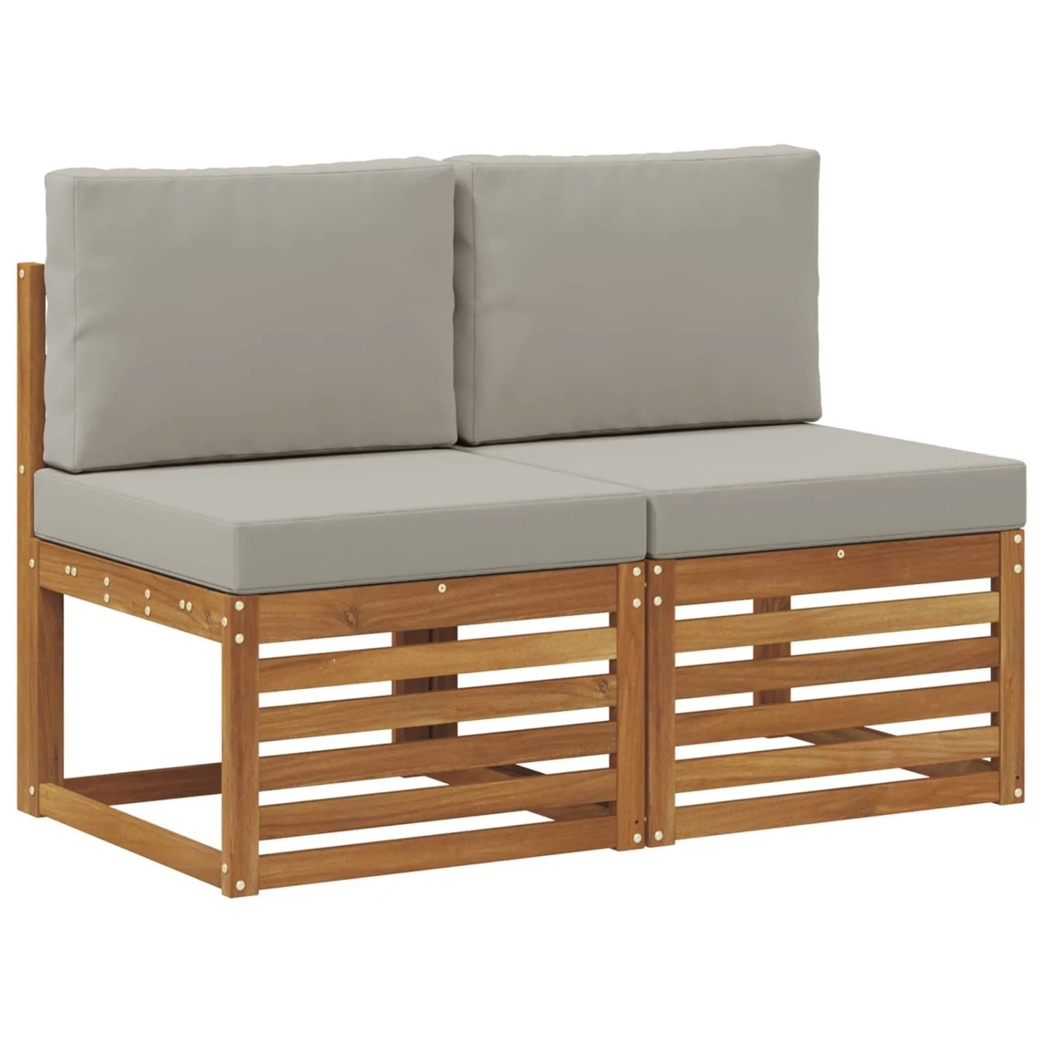 vidaXL 2 Stück Outdoor Mittelsofa Massivholz Akazie Natur 900496
