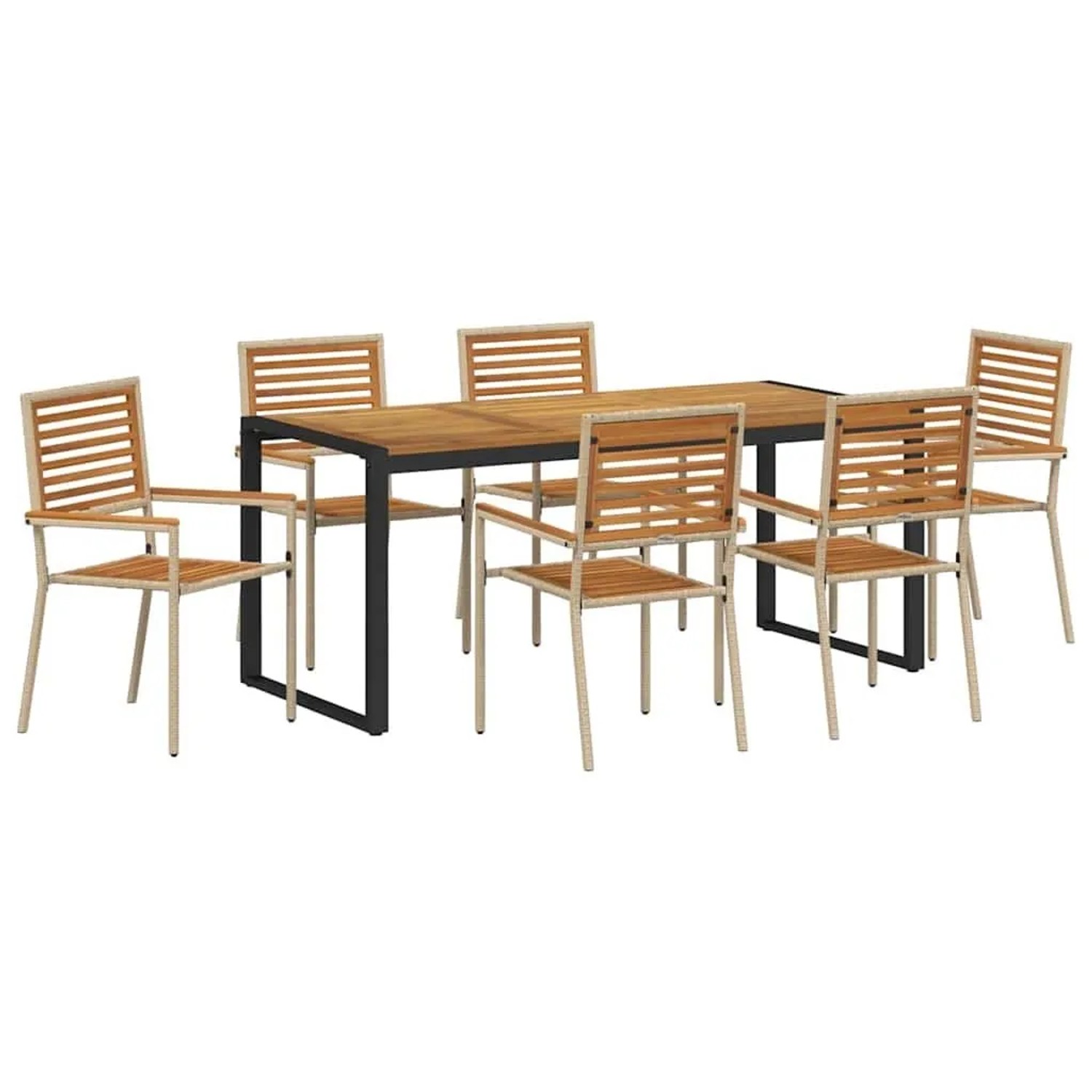 vidaXL Garten Essgruppe 7-Tlg Beige und Braun Poly-Rattan 3365483